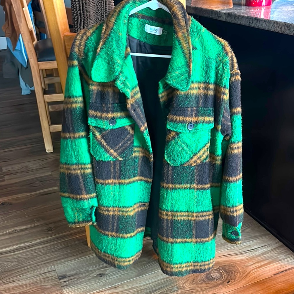 Green and Black Plaid Jacket
